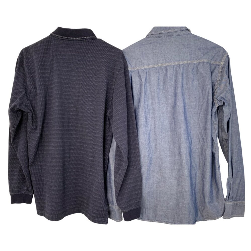 Lot Of 2 Mens Shirts Weatherproof Denim Button-Up & Van Heusen Polo M 8862 - Picture 5 of 11